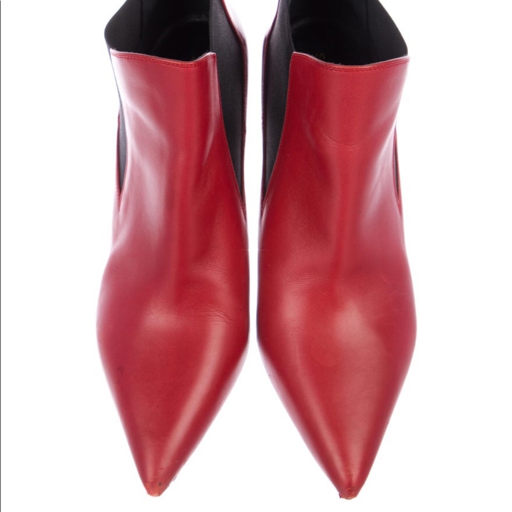 YSL Saint Laurent Red Leather Stretch Booties EU 39.5 / 9.5 US Women shoe - Picture 3 of 10